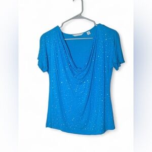 5/$25 NWOTs Laura Ashley Glittering Blue Short Sleeve Tee